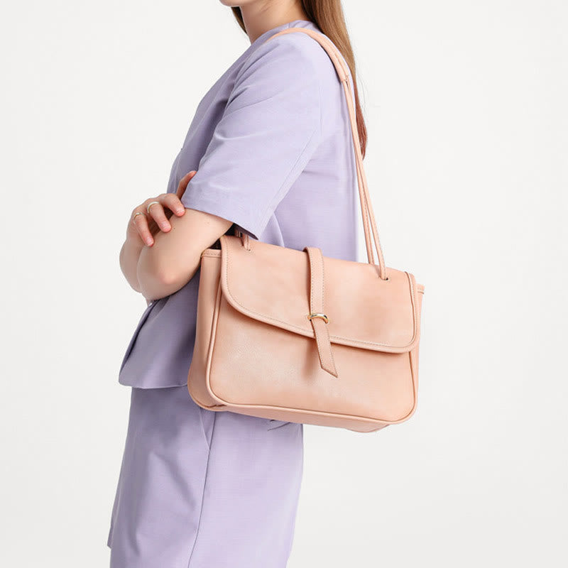 Umhängetasche für Damen mit dickem Griffriemen, weiche Ledertasche