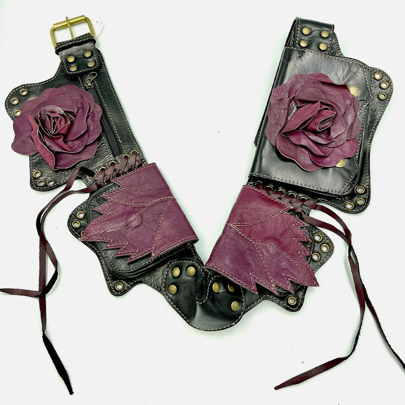 Rose Hüfttasche für Damen Outdoor Leder Gürteltasche