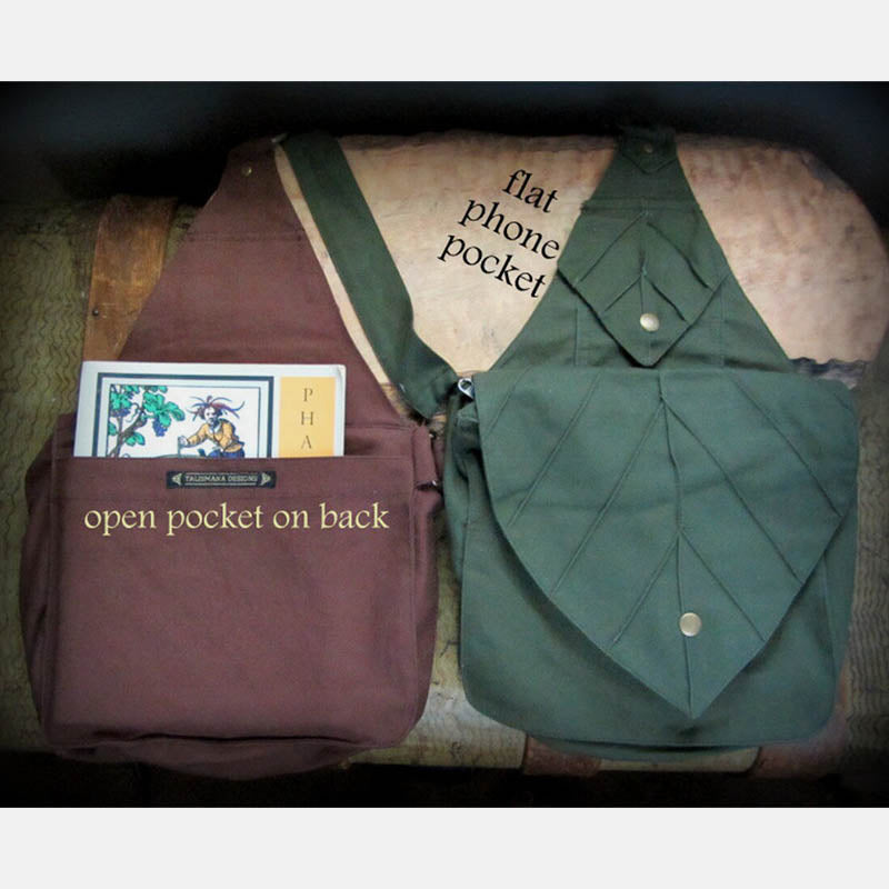 Blattform Ein-Schulter-Rucksack Büchertasche Canvas Umhängetasche Messenger Bag