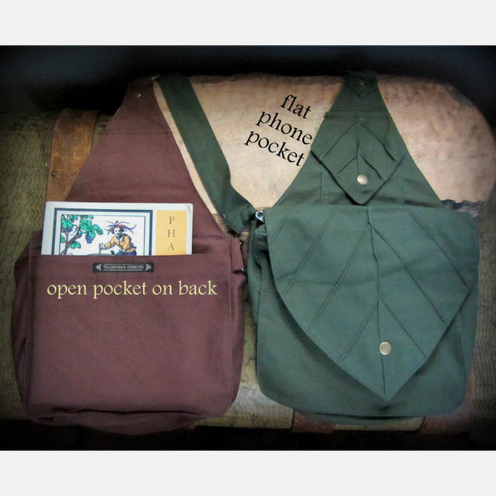 Blattform Ein-Schulter-Rucksack Büchertasche Canvas Umhängetasche Messenger Bag