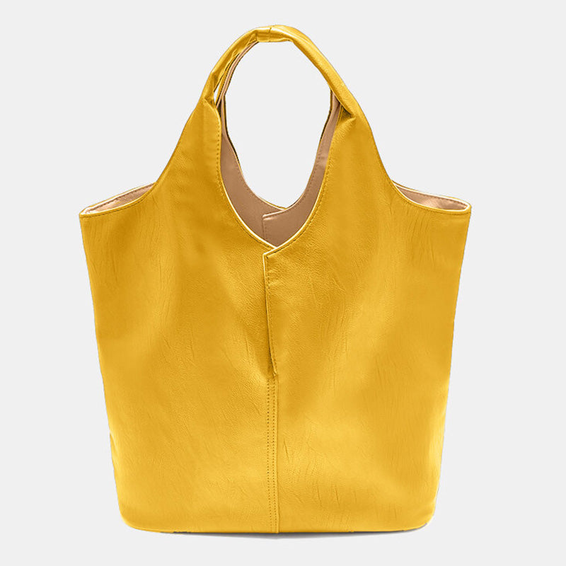 Leder Tote Schultertasche für Frauen Doppelseitige Hobo Geldbörse Bucket Handtasche