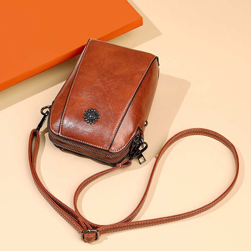 Weiche Leder-Telefontasche für Damen Crossbody Mini Bag