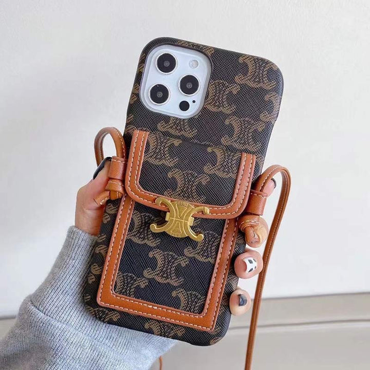 Vintage iPhone Kartenhalter Hülle Handytasche mit Umhängeband