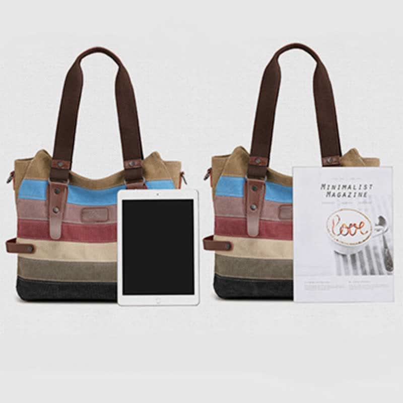 Multifunktions-Farbblock-Canvas-Handtasche Hobo Tote Bag Umhängetaschen