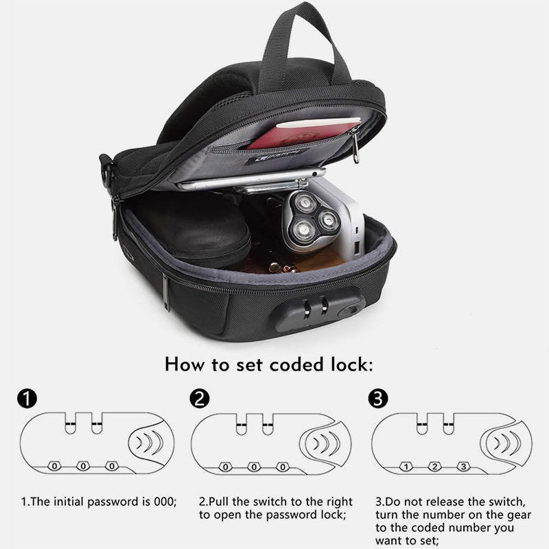 Diebstahlsichere, wasserdichte Brusttasche mit USB-Ladeanschluss