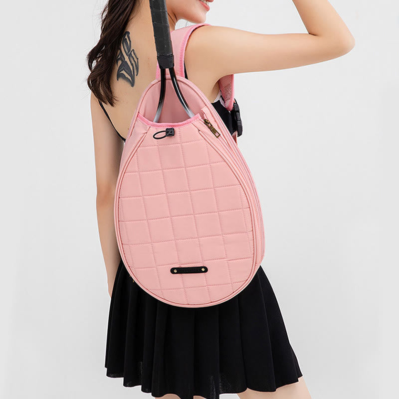 Schlägertasche für Damen, kariertes Muster, wasserdichte Umhängetasche aus Polyester