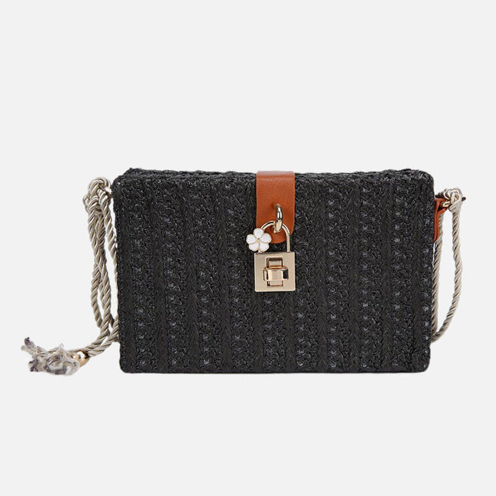 Strandtasche für Damen, lässige Reisetasche aus Stroh, leichte Umhängetasche