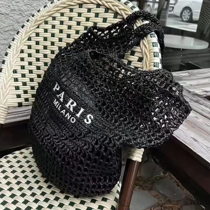 Strandtasche für Damen, gestrickte Retro-Handtasche mit ausgehöhlter Öffnung - image 4