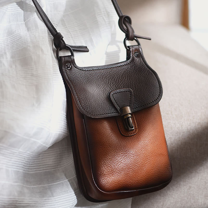 Handgemachte Umhängetasche für Frauen Mini Retro Shopping Handytasche