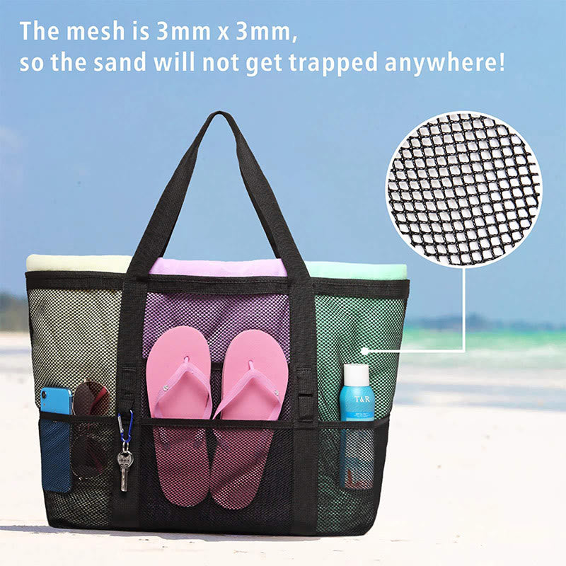 Strandtasche für Urlaubsreisen, tragbare Netz-Umhängetasche mit großer Kapazität