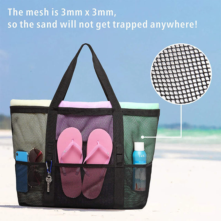 Strandtasche für Urlaubsreisen, tragbare Netz-Umhängetasche mit großer Kapazität