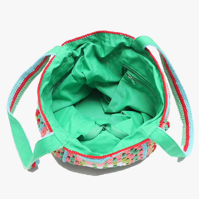 Vintage Tote für Frauen tragbare Pendlertasche handgestrickte Schultertasche