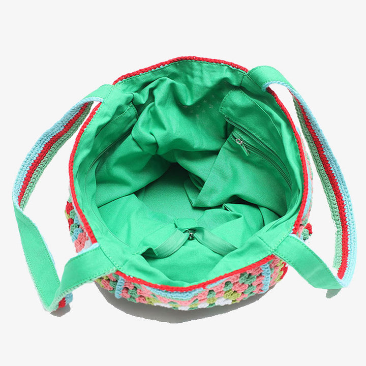 Vintage Tote für Frauen tragbare Pendlertasche handgestrickte Schultertasche