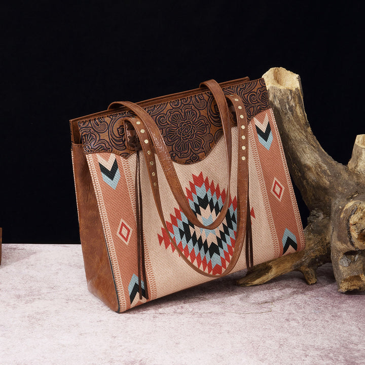 Vintage Bohemian Tote Damen Klassische Baumwolle Leinen Unterarm Schultertasche