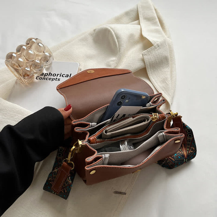 Retro Umhängetasche für Damen PU Leder Schultertasche Satchel Geldbörsen