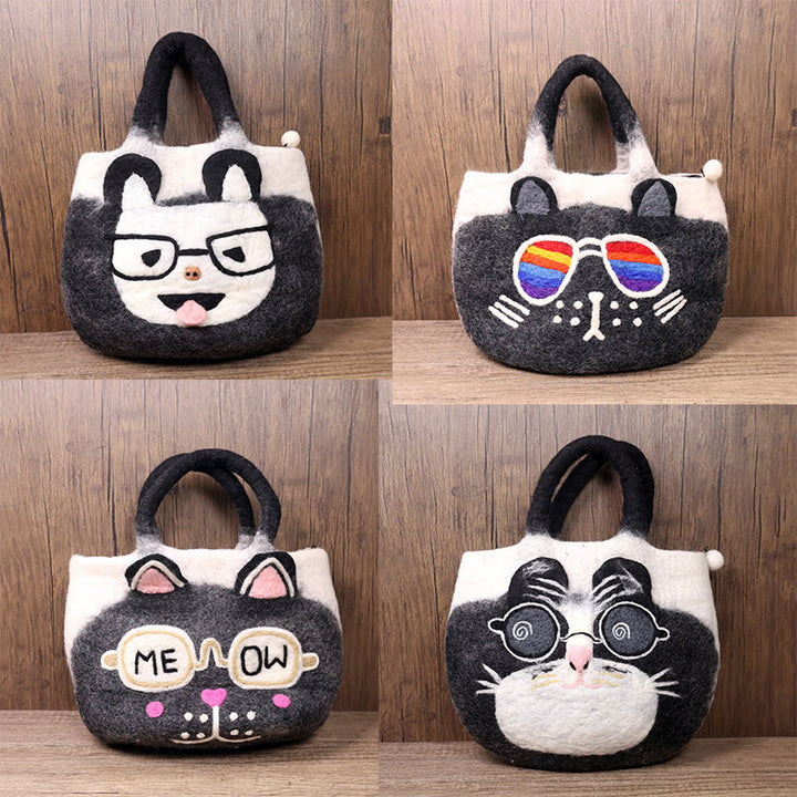 Handgemachte handgemachte Katze Wollfilz Handtasche