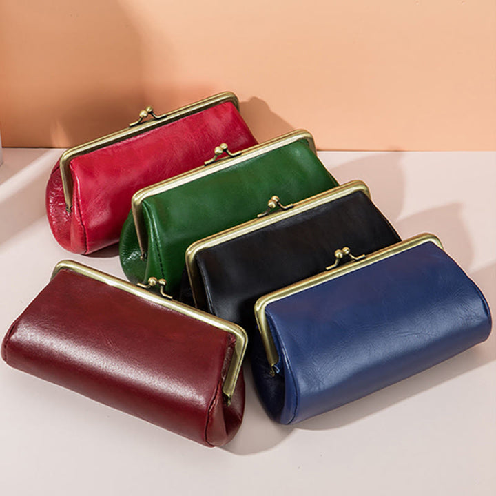 Clutch für Damen, Retro, schlichte Abendtasche aus echtem Leder