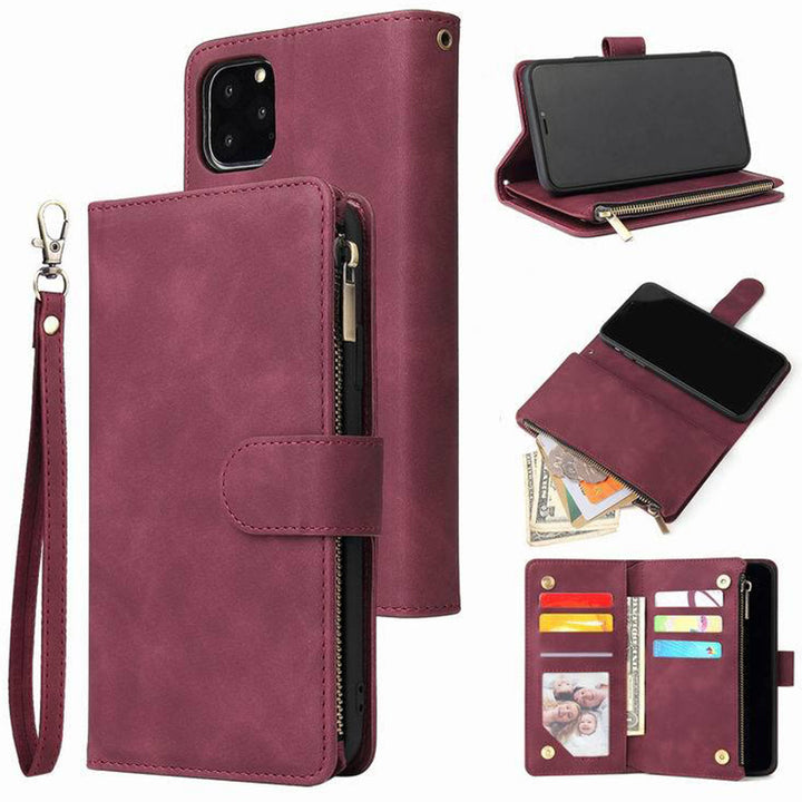 Funktionelle Handyhülle für iPhone Samsung Reißverschluss Brieftasche Hülle Armband Clutch