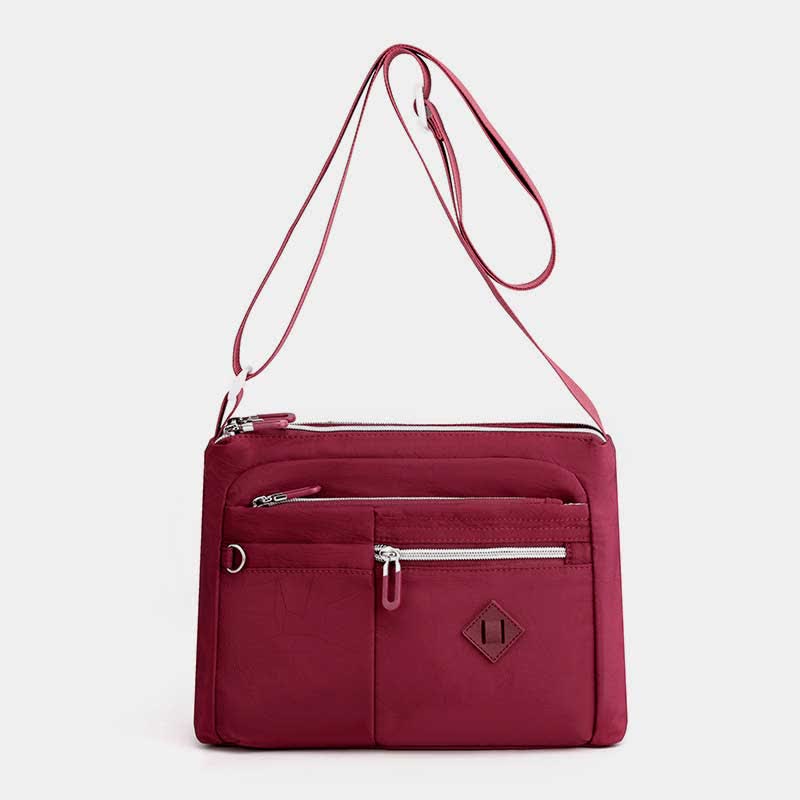 Umhängetasche mit Doppelreißverschlussfach für Damen, leichte Schultertasche mit mehreren Taschen