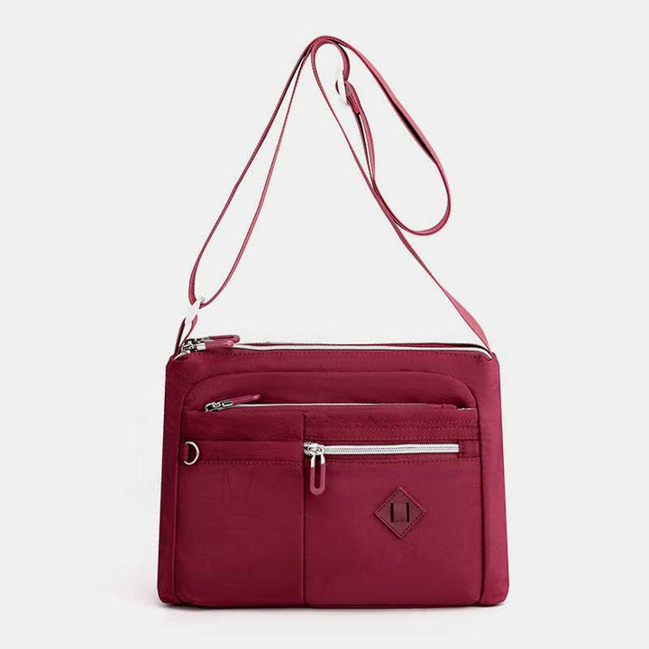 Umhängetasche mit Doppelreißverschlussfach für Damen, leichte Schultertasche mit mehreren Taschen