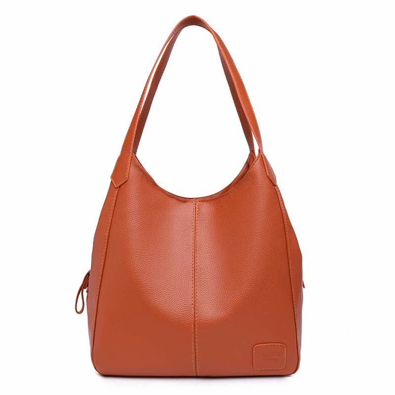 Hobo-Tasche mit drei Fächern für Damen, Schultertasche aus PU-Leder