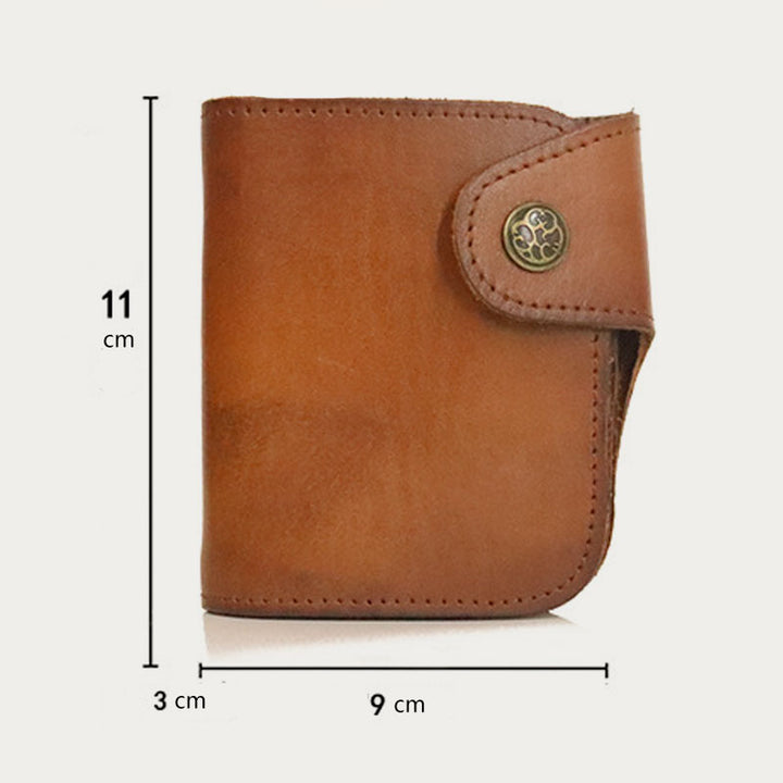 Kurze Brieftasche aus Vintage-Leder, kleine, geräumige Brieftasche mit Kartenhalter für Männer