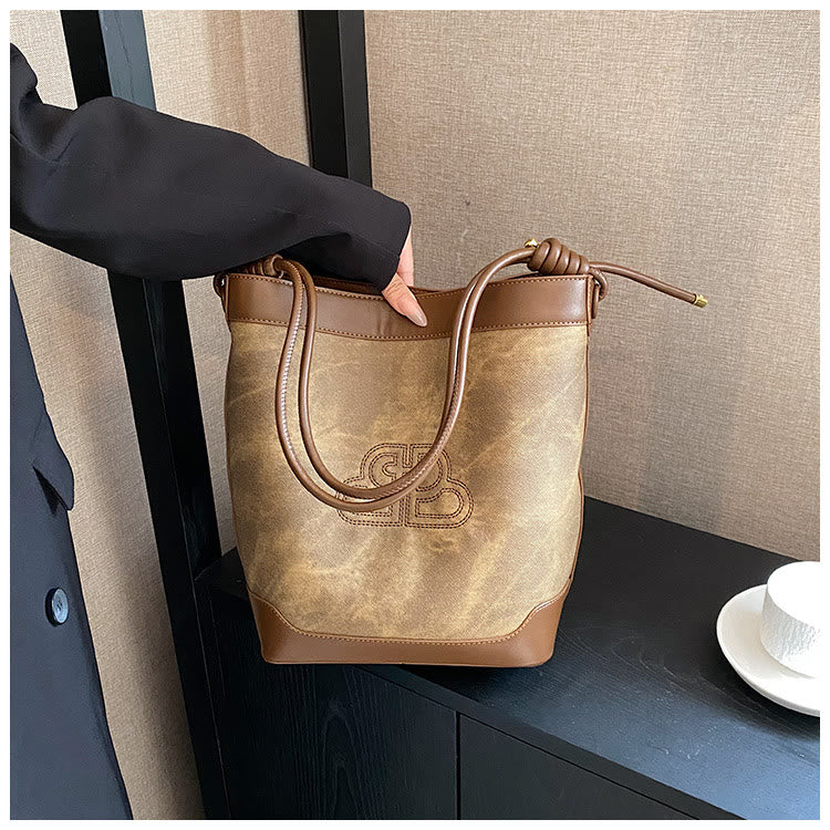 Vintage Bucket Bag für Damen aus veganem Leder für die Achsel
