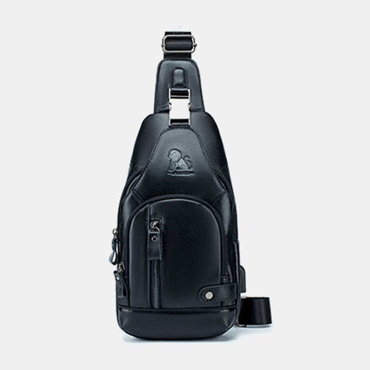 Schultertasche aus echtem Leder, lässiger Outdoor-Schulterrucksack, Brust-Tagesrucksack