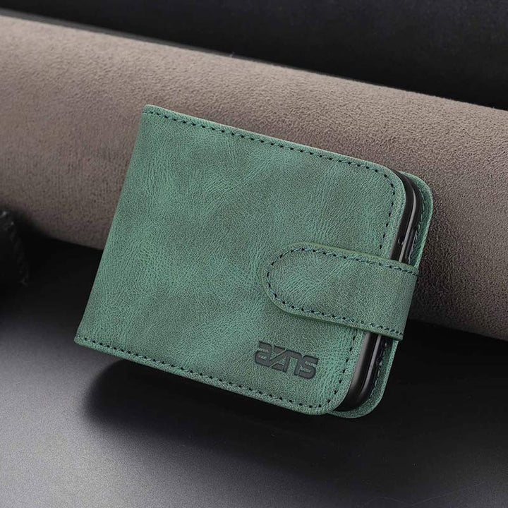 Handyhülle aus echtem Leder für Galaxy Z Flip3 / Flip2 mit Kartenhalter