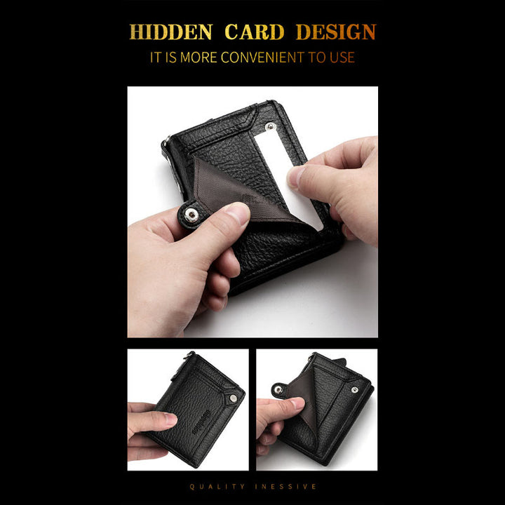 Anti-Diebstahl-Kette Brieftasche für Männer Retro Leder Geld Clip