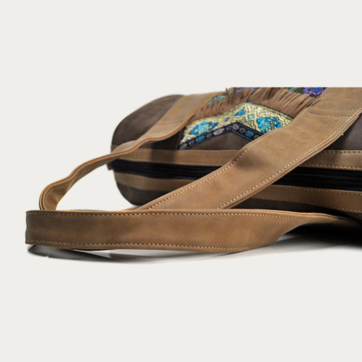 Tote für Damen im ethnischen Stil, PU-Leder, Quaste, Alltagshandtasche