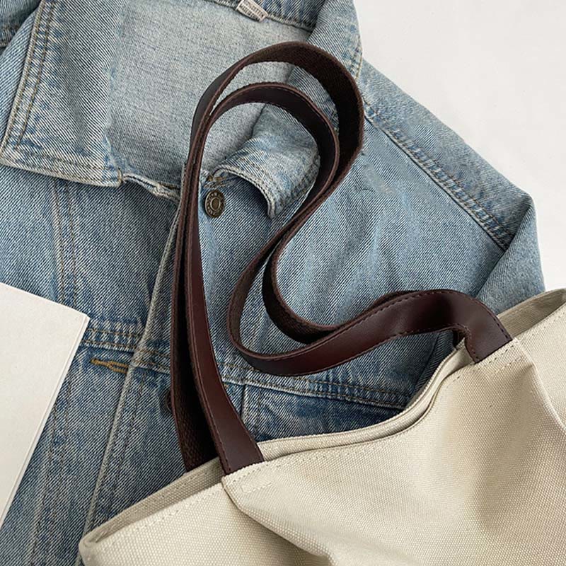Vintage Canvas Tote Monogramm große plissierte Schultertasche für Frauen