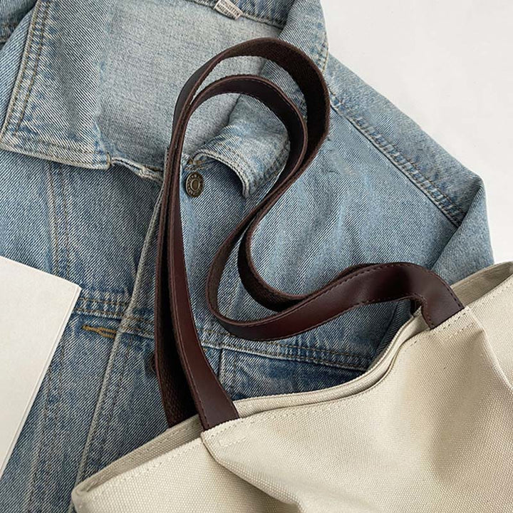 Vintage Canvas Tote Monogramm große plissierte Schultertasche für Frauen