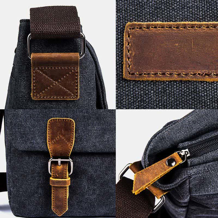 Herren Canvas Messenger Bag Retro Schulter Crossbody Rucksack Geldbörse