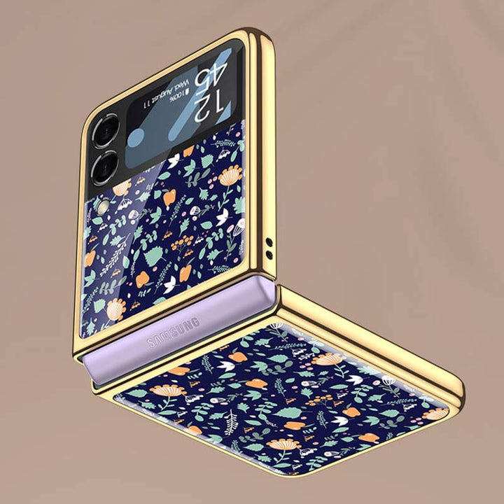 Samsung Galaxy Z Flip 3 Hülle Floral Premium Dünn Transparent Hart PC Handyhülle