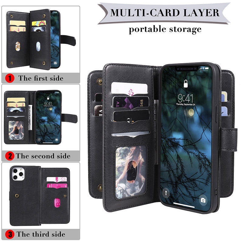 iPhone-Wallet-Hülle, leichtes Flip-Case mit Kreditkartenfach