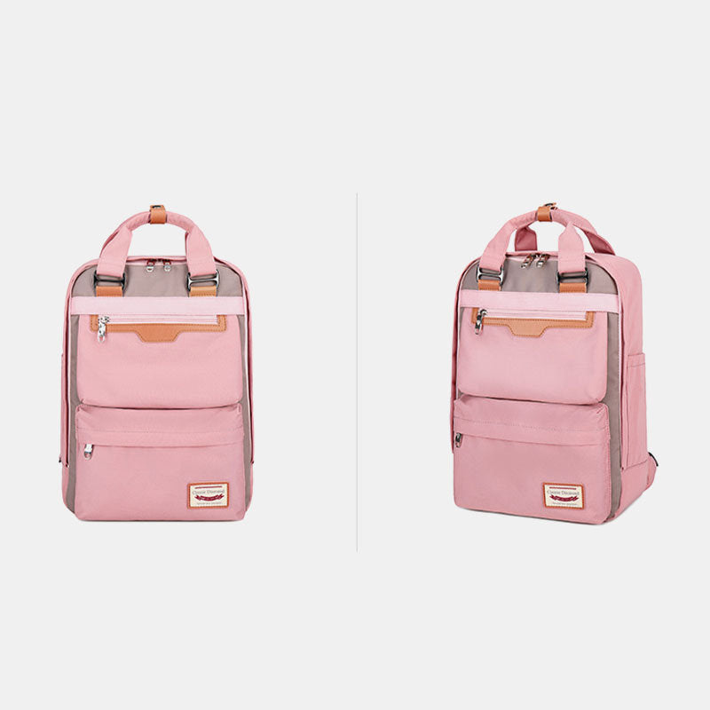 Modischer Patchwork-Rucksack mit Farbblockdesign und mehreren Taschen