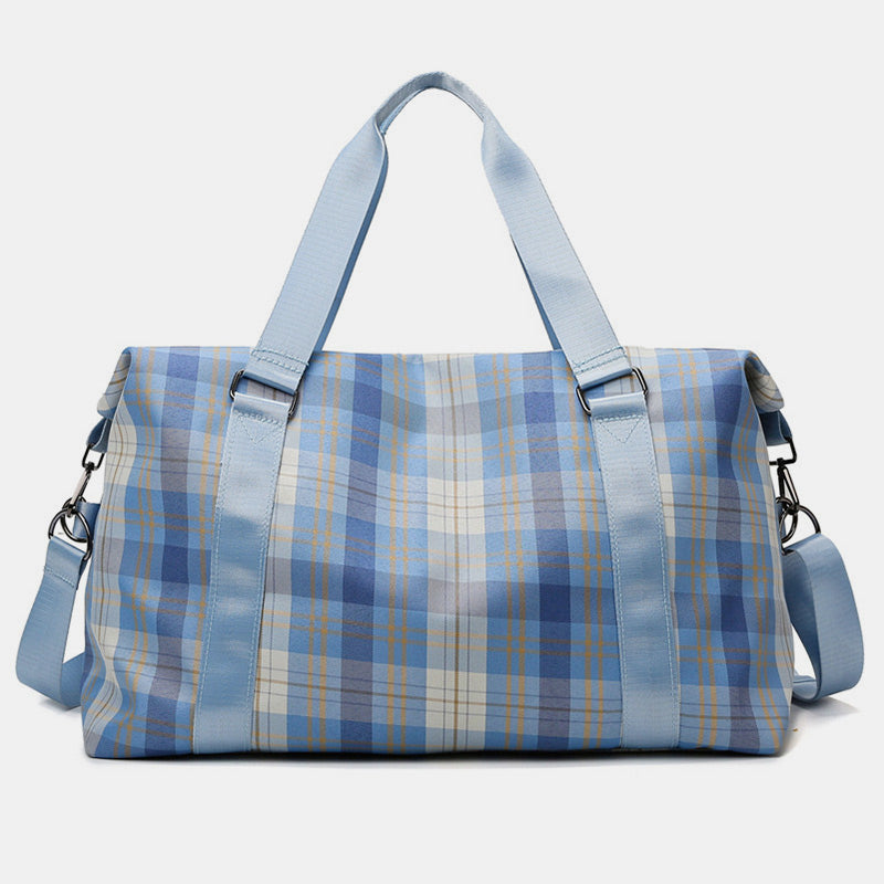 Große Kapazität, wasserdicht, kariert, lässig, Fitness-Reise-Handtasche