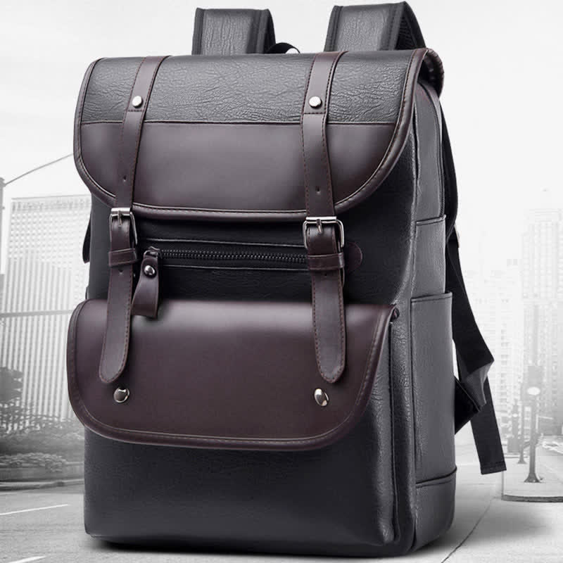 Laptop-Rucksack aus Leder für Herren, großes Fassungsvermögen, für Uni, Reisen, Büro, Tagesrucksack