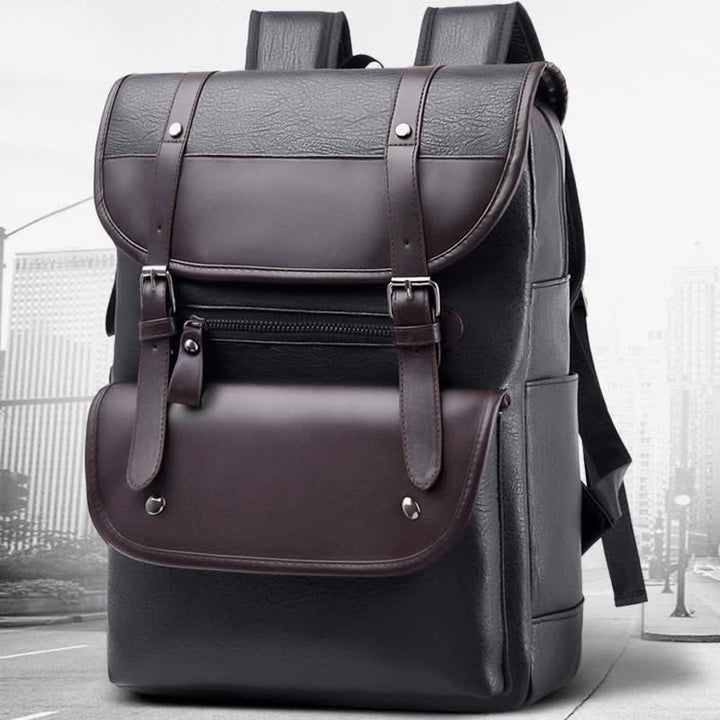 Laptop-Rucksack aus Leder für Herren, großes Fassungsvermögen, für Uni, Reisen, Büro, Tagesrucksack