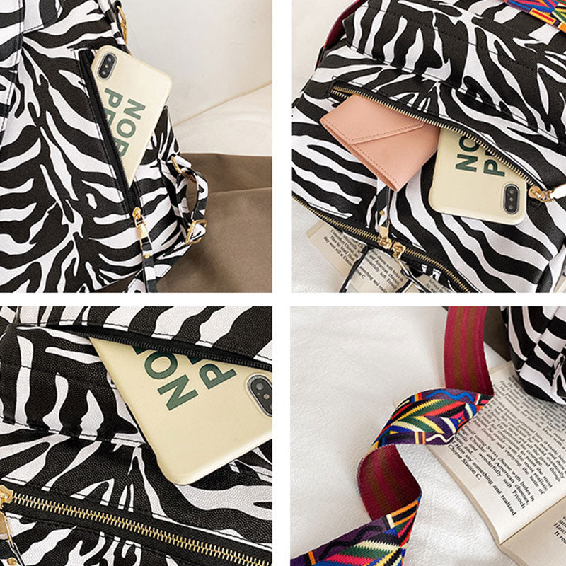 Multifunktionaler, lässiger Damen-Rucksack, Tagesrucksack aus Leder mit kariertem Muster und Schultergurt