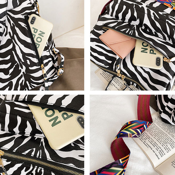 Multifunktionaler, lässiger Damen-Rucksack, Tagesrucksack aus Leder mit kariertem Muster und Schultergurt