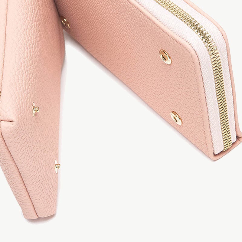 Elegante bestickte Handytasche Damen Mini Crossbody Leder Geldbörse