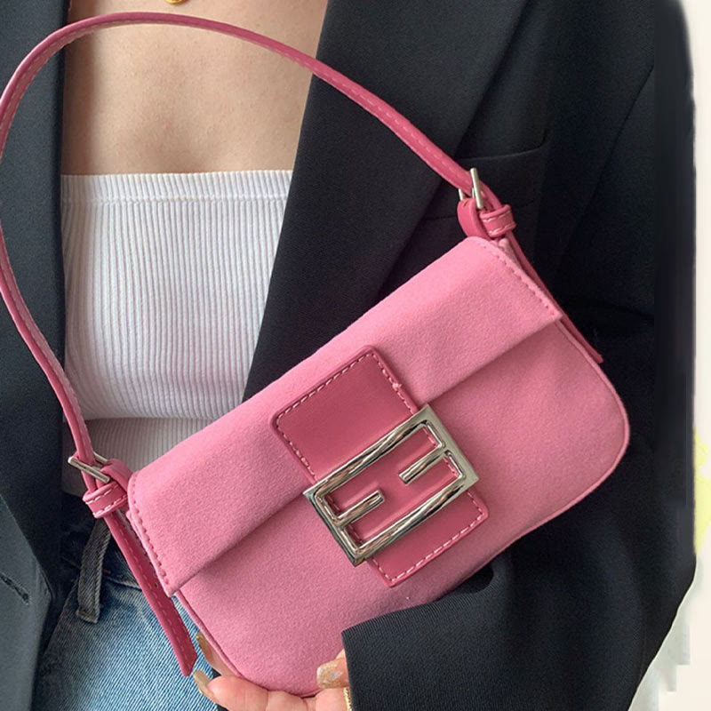 Umhängetasche für Damen, Vintage, mattrosa, elegante Handtasche