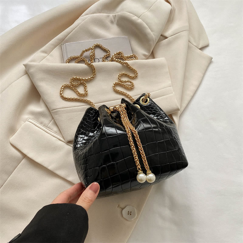 Abendtasche für Party Krokodilmuster Glitzernde Lederbeuteltasche