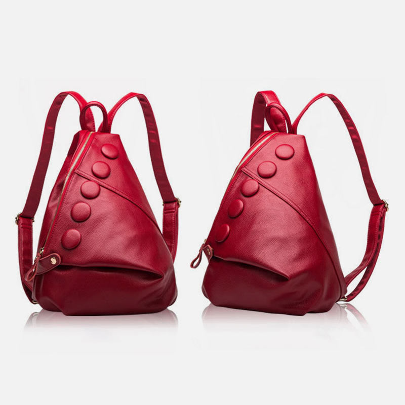 Einfarbiger Lederrucksack für Damen und Jugendliche