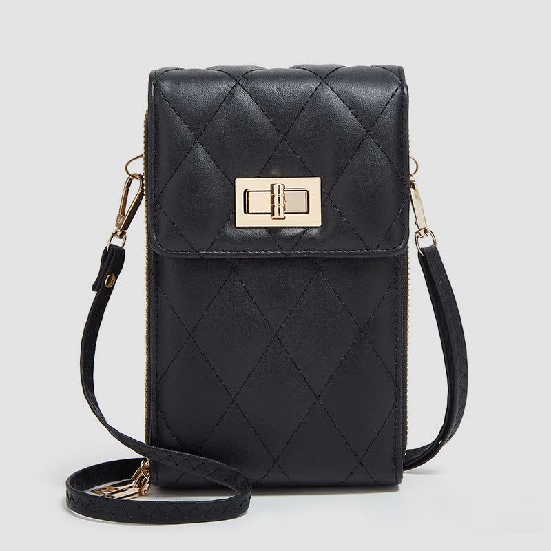 Handytasche für Damen, einfarbig, schmale Umhängetasche, Münzgeldbörse