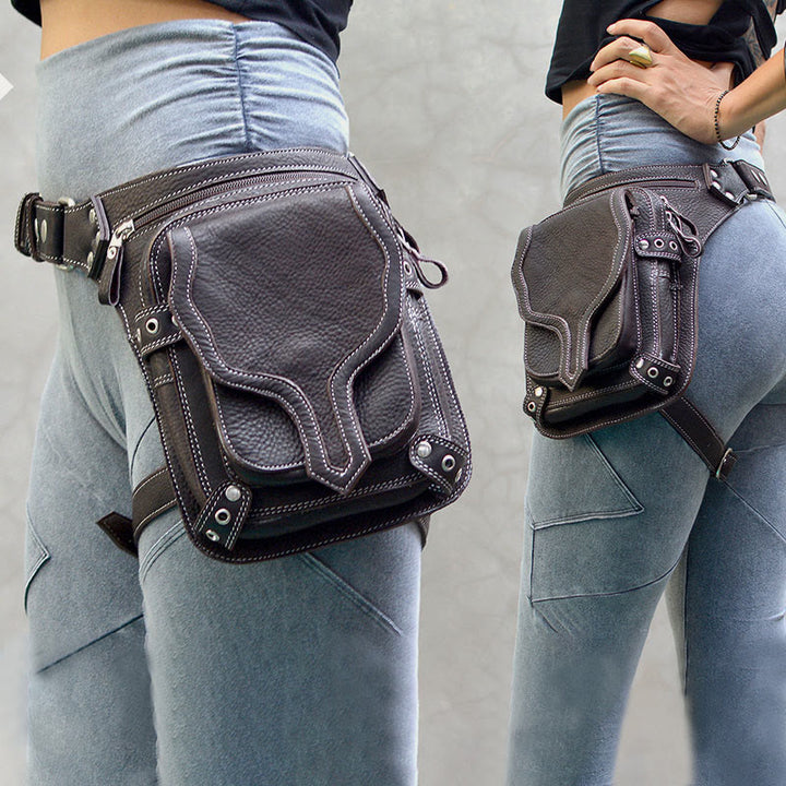 Mittelalterliche Punk-Gürteltasche, Retro-Outdoor-Reißverschluss, Hüft-/Beintasche