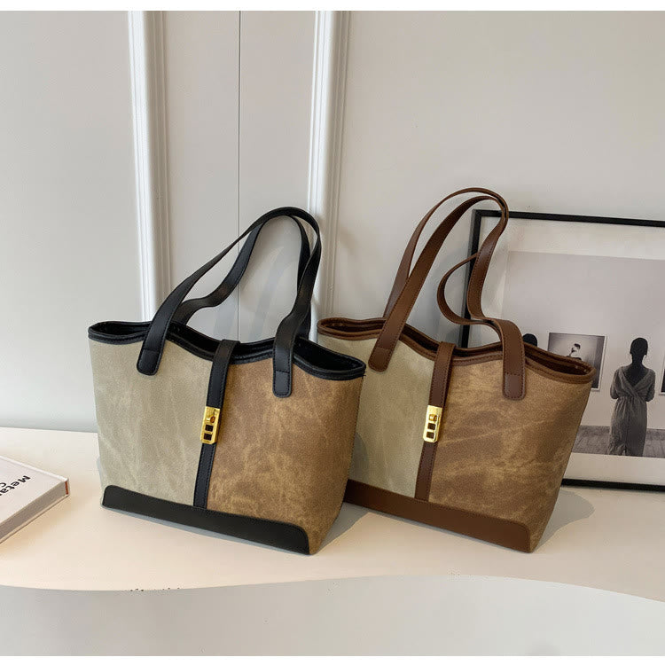 Elegante, farblich passende Tragetasche, große Schultertasche aus Leder für Damen