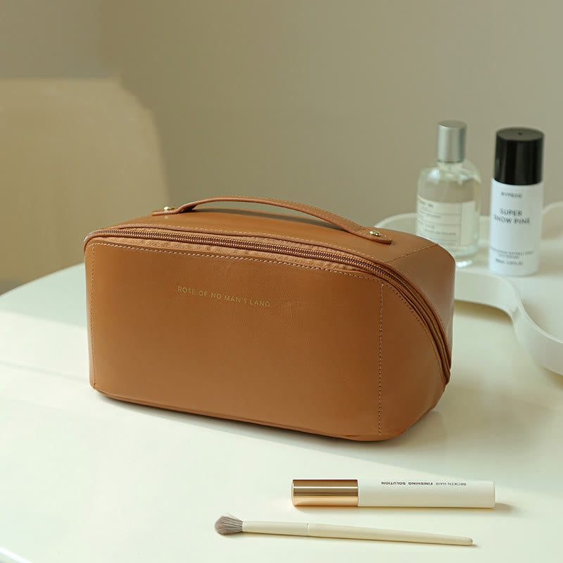 Kosmetiktasche für Damen, Reise, praktische Make-up-Tasche aus PU-Leder